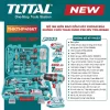 BỘ DỤNG CỤ 166 MÓN TOTAL THKTHP41667 KÈM MÁY KHOAN BÚA PIN 20V KHÔNG CHỔI THAN TIDLI20668