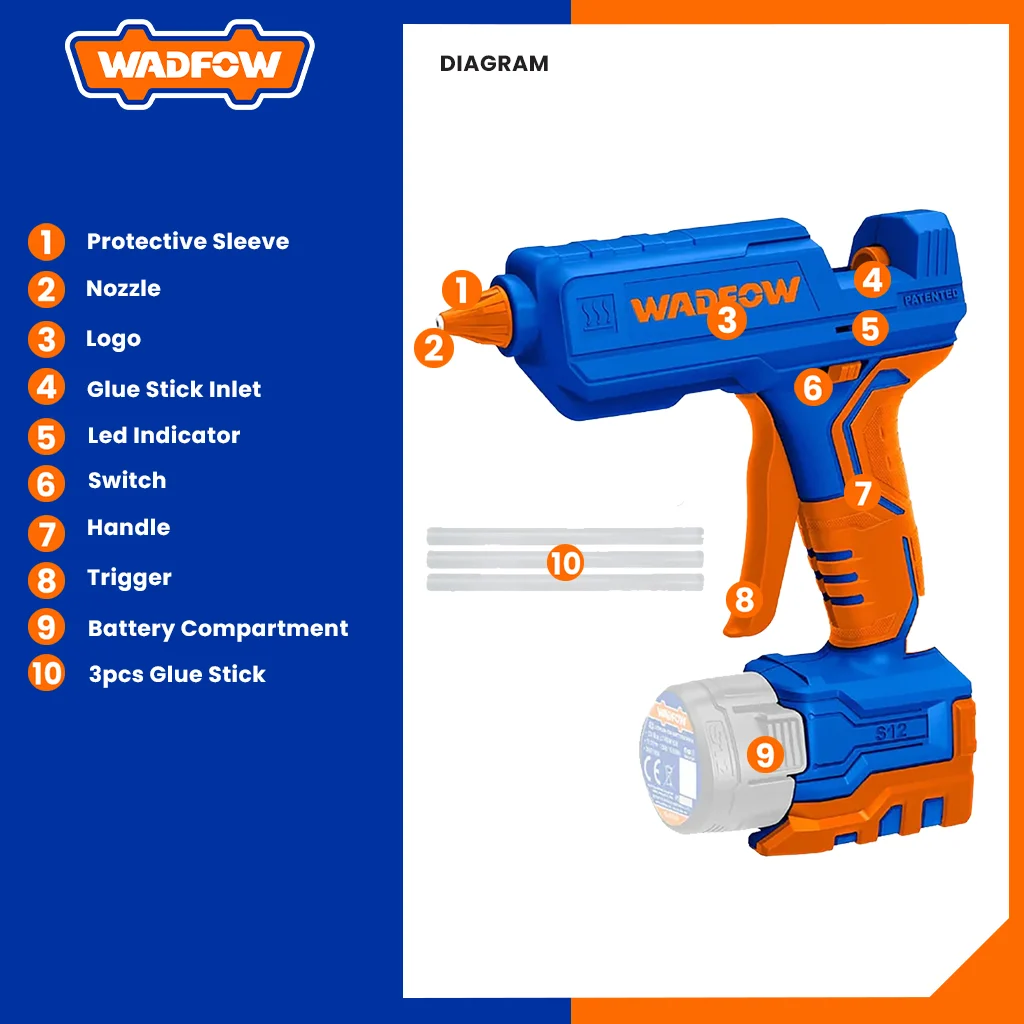 Súng bắn keo dùng pin 12V Wadfow WLU1412 (Chưa Pin và Sạc) - Ảnh 4