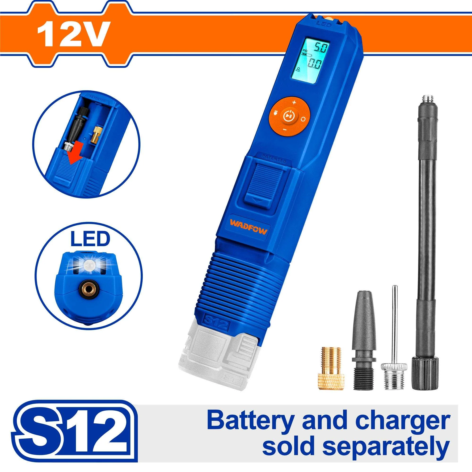 Máy kiểm tra hơi (bơm hơi) lốp xe ô tô dùng pin 12V Wadfow WLN1512 - Ảnh 4