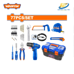 Bộ 77 món dụng cụ cầm tay + máy khoan pin 12V WadFow WDT1B77