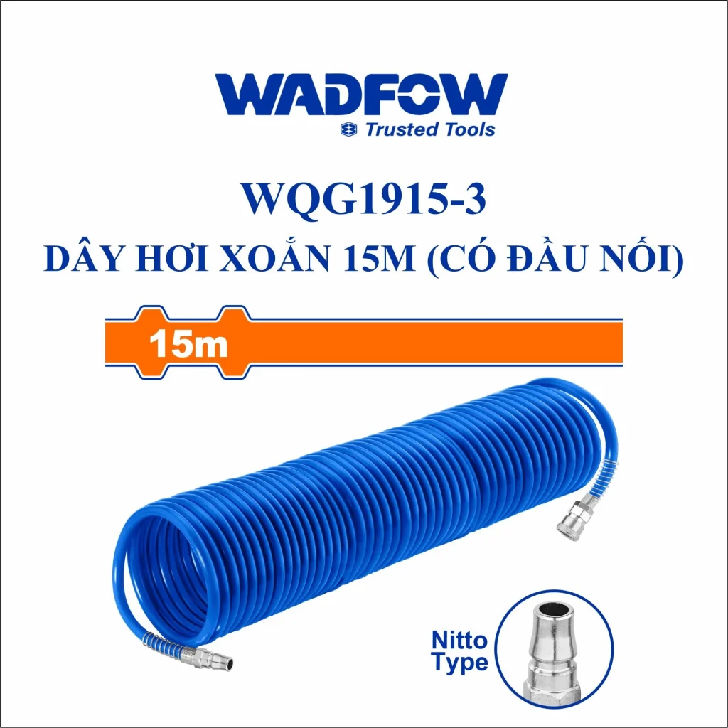 Dây hơi xoắn 15m có đầu nối Wadfow WQG1915-3 - Ảnh 3