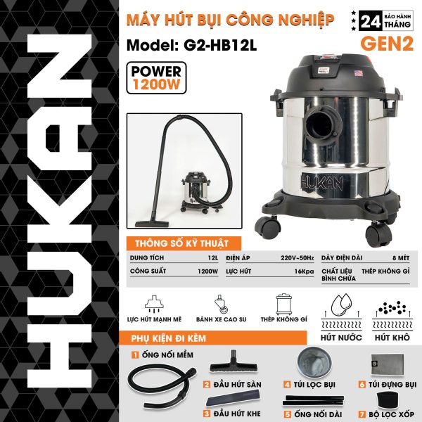 Máy hút – thổi bụi dùng điện 12 lít HUKAN G2-HB12L