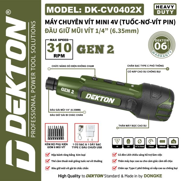 Máy vặn vít mini dùng pin Dekton DK-CV0402X