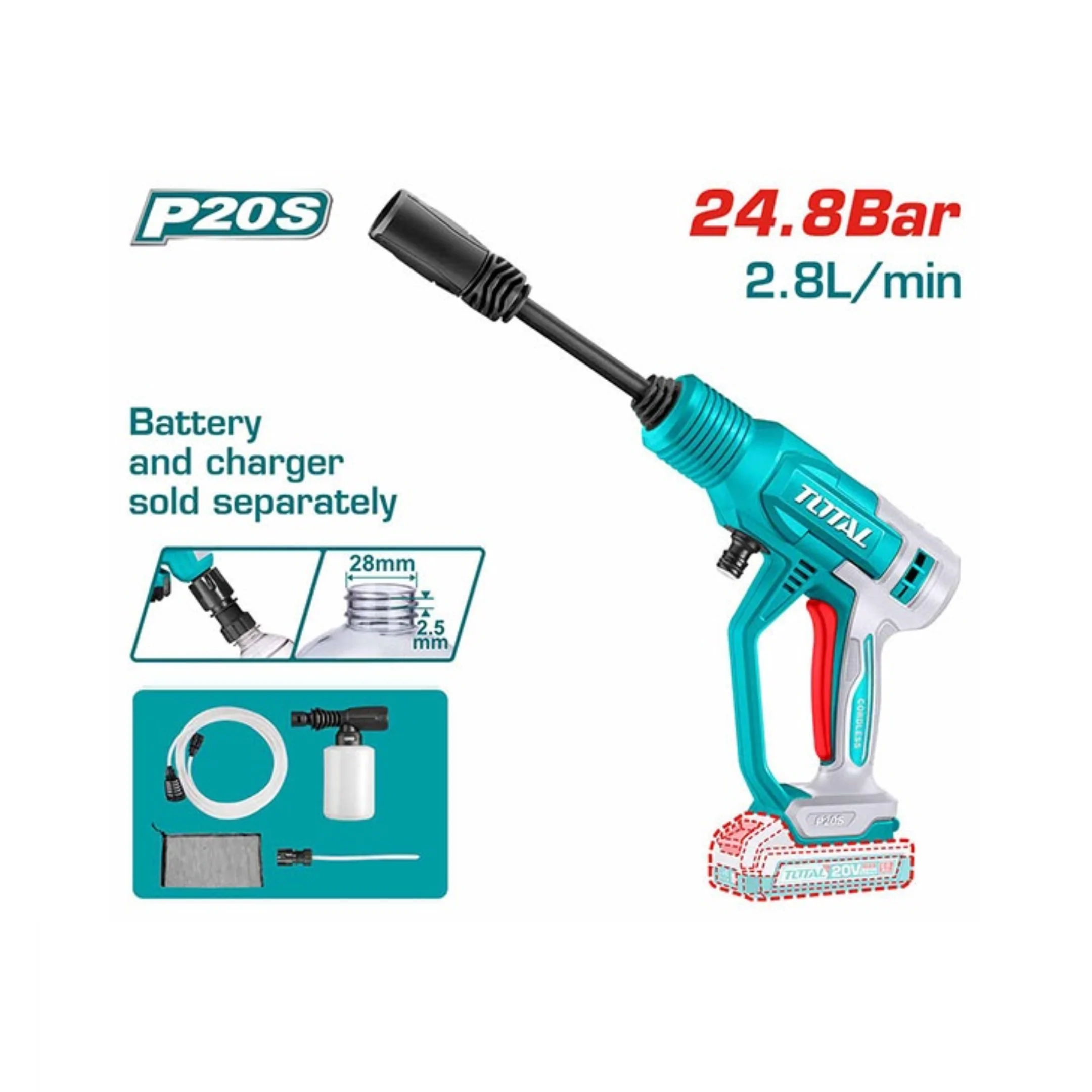 Máy rửa xe dùng pin 20V TOTAL TPWLI2036