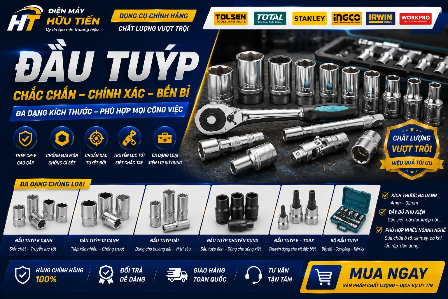 Đầu Tuýp - Điện máy Hữu Tiến