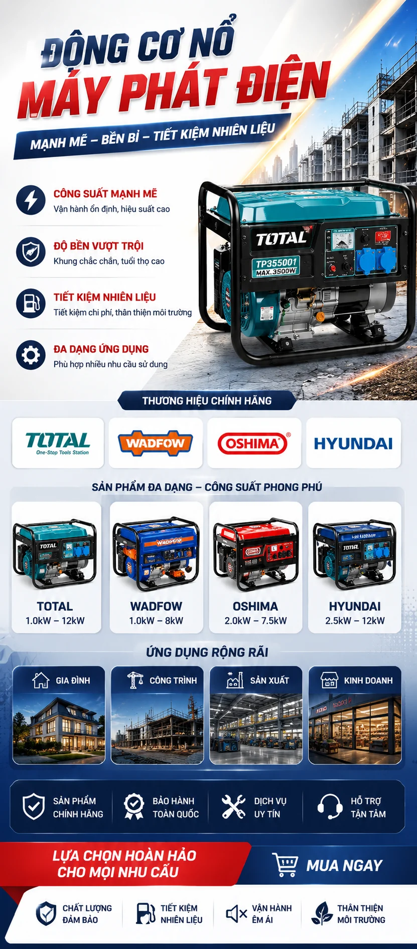 Động cơ nổ - máy phát điện tại điện máy Hữu Tiến