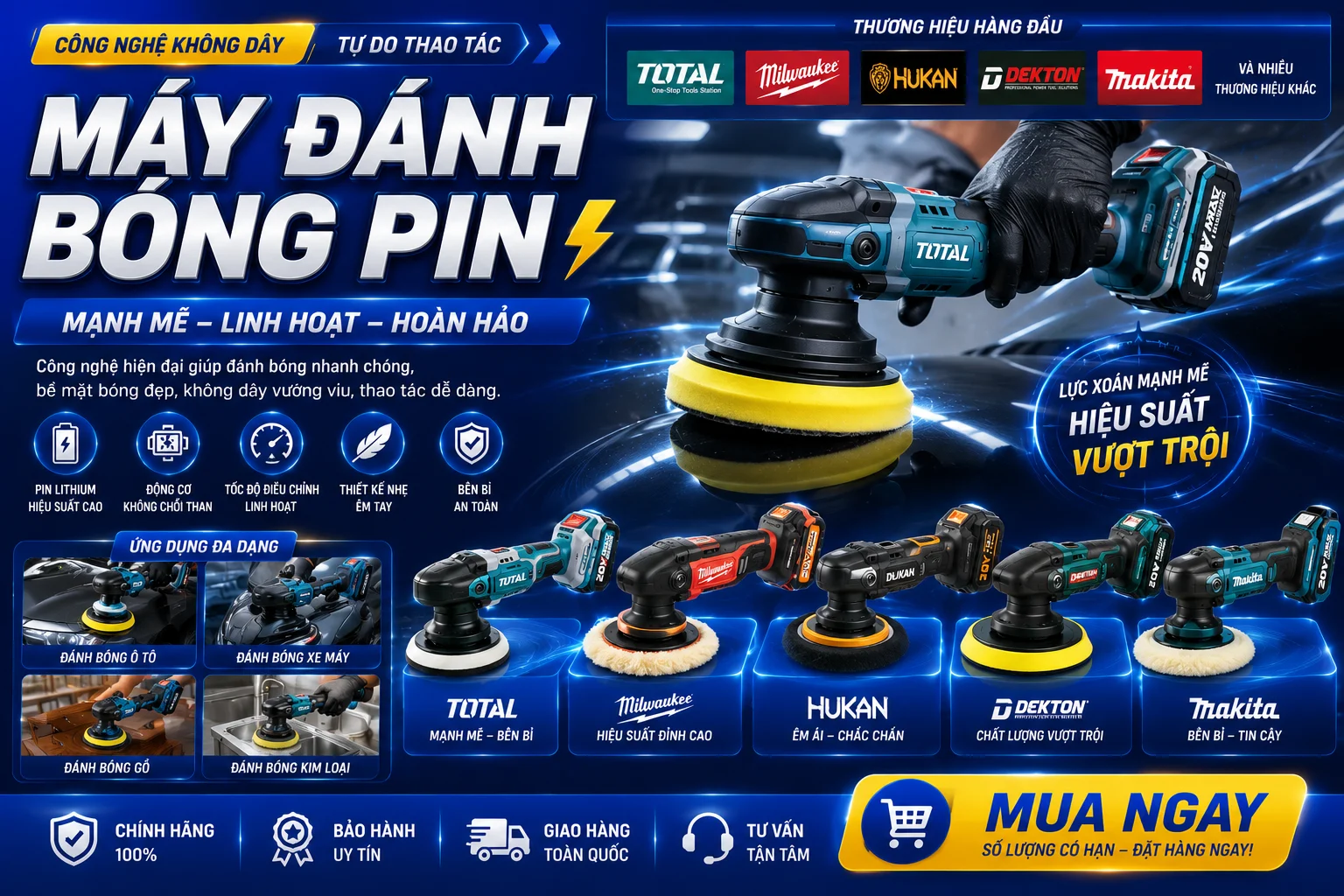 Máy đánh bóng pin - Điện máy Hữu Tiến