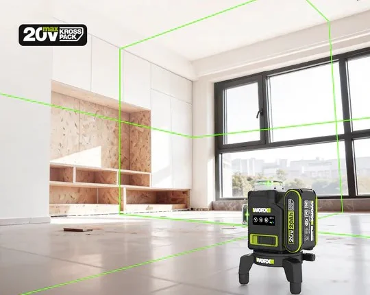 Máy Cân Bằng Laser 12 Tia Xanh Pin 20V Worx WU005.9 - Ảnh 4