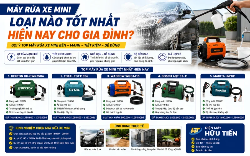Máy rửa xe mini loại nào tốt nhất hiện nay cho gia đình?