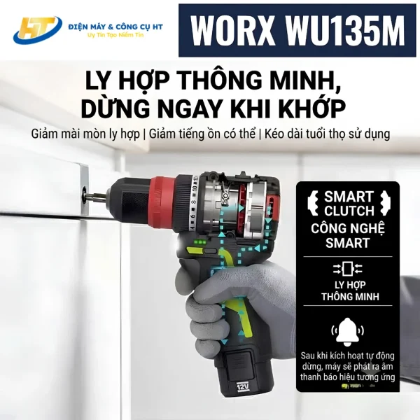 Máy vặn vít đa năng 4 đầu dùng pin 12V WORX WU135M - Ảnh 2
