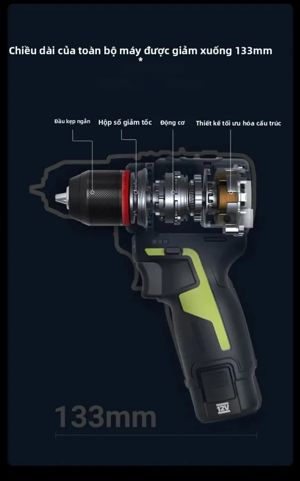 Máy khoan pin 12V WORX WU135.2 (2 pin 2Ah & 1 sạc 1.5A) - Ảnh 2