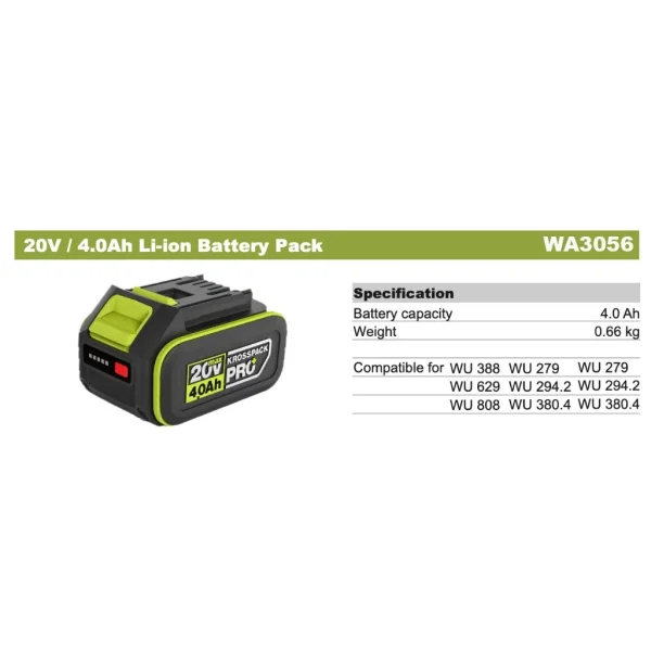 Pin 20V 4Ah Worx Pro WA3056 - Ảnh 2