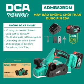 Máy bào không chổi than dùng pin 20V DCA ADMB82BDM (1 Pin 4.0Ah, 1 Sạc)