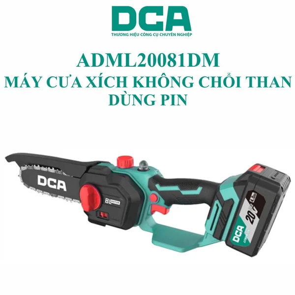 Máy cưa xích dùng pin 20V DCA ADML20081DM (1 pin 2.0Ah, 1 sạc) - Ảnh 2