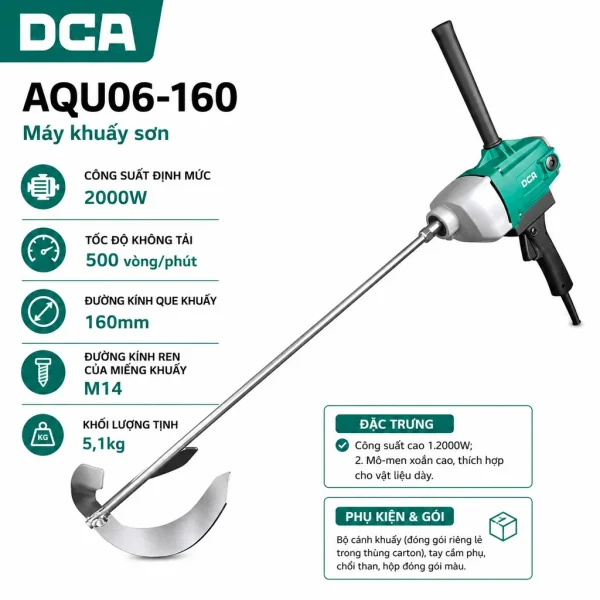 Máy trộn sơn dùng điện DCA AQU06-160 - Ảnh 4