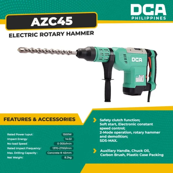 Máy khoan đục bê tông 1500W DCA AZC45 - Ảnh 3