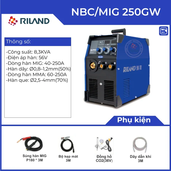 Máy hàn Mig công nghiệp Riland NBC 250GW (MIG-MMA) - Ảnh 3