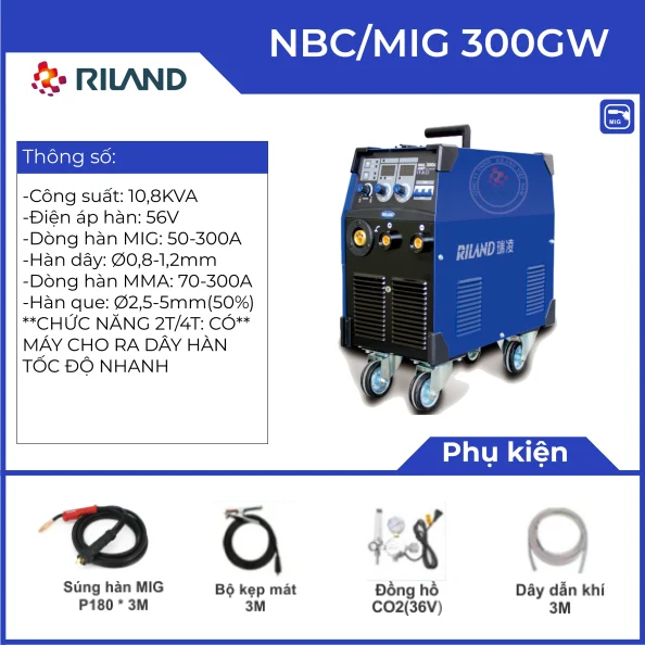 Máy hàn Mig Riland NBC 300GW (MIG-MMA) - Ảnh 4