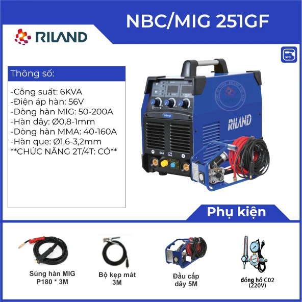 Máy hàn Mig Riland NBC 251GF (MIG-MMA) - Ảnh 3