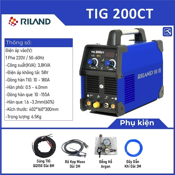 Máy hàn Tig Riland TIG 200CT (TIG-MMA) - Ảnh 3