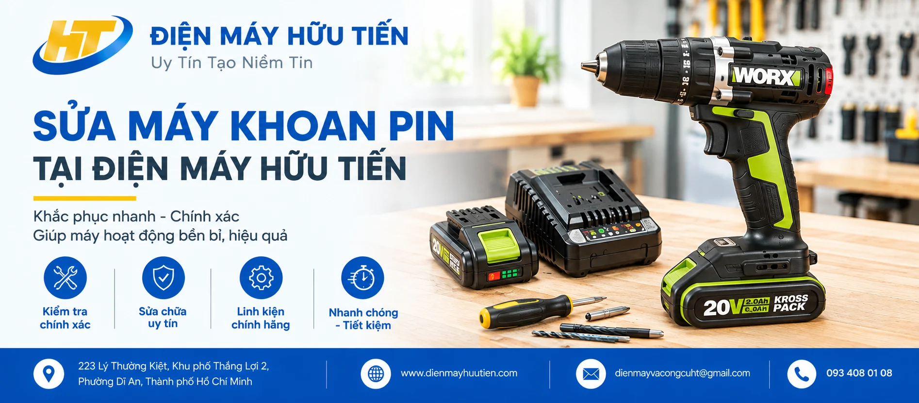 Sửa chữa máy khoan tại Công ty TNHH Thương mại dịch vụ Điện máy và công cụ HT